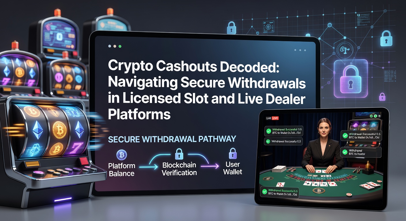 Grafik zeigt sichere Crypto-Transaktionen in einem Online-Casino mit Slot-Maschinen und Live-Dealer-Tischen im Hintergrund