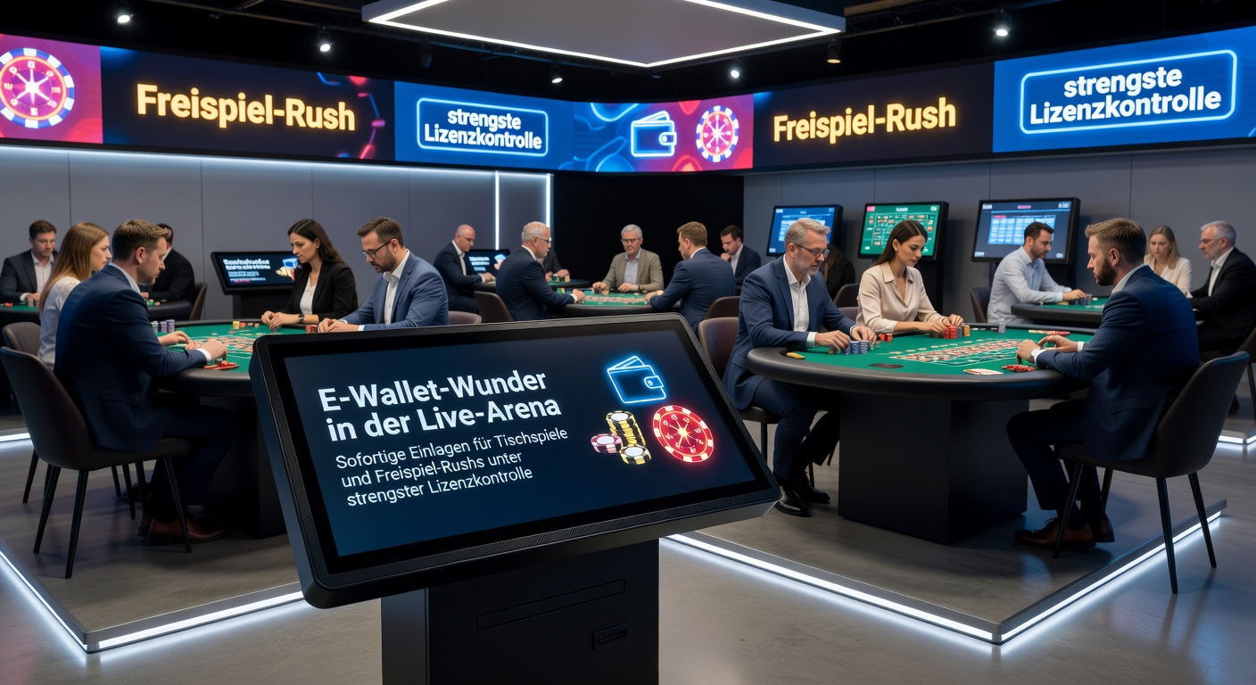 Live-Dealer-Tisch mit E-Wallet-Einlage-Symbolen und lizenzierter Plattform-Oberfläche, die Sofortüberweisungen für Blackjack und Roulette zeigt